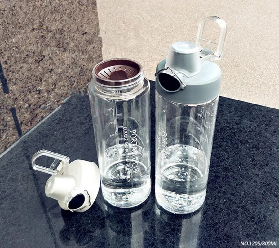 800 мл наружная бутылка для воды с чаем для заваривания, спортивные бутылки, экологически чистые с крышкой, для пеших прогулок, кемпинга, пластиковые, BPA бесплатно