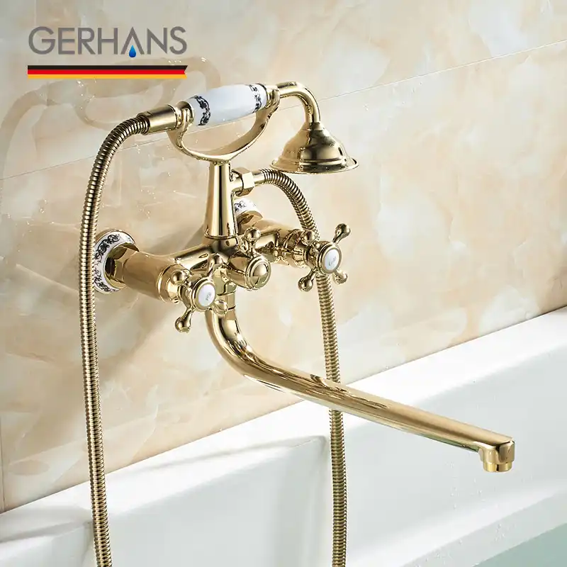 Gerhans Gold Vintage Bathtub Faucet Water Tap Mixer Massage Spray