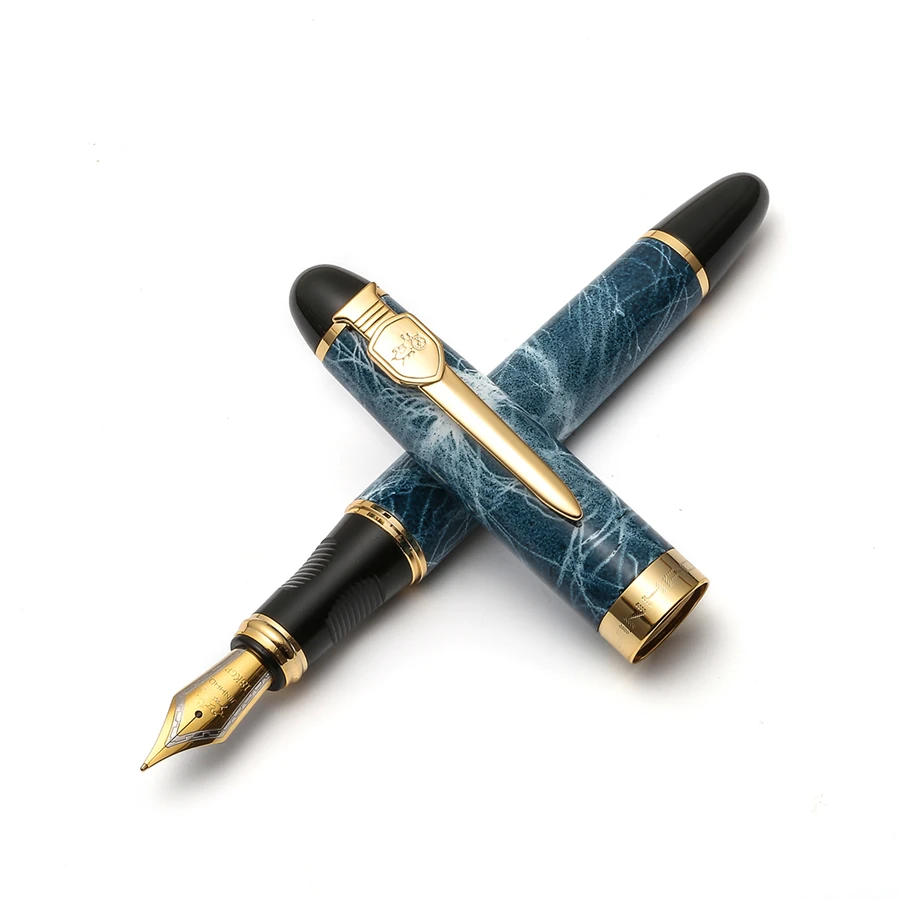 388 Green /& Black Marble Medium Fountain Pen with Gold Plated Trim Baoer No