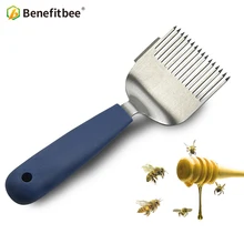 Бренд Benefitbee, вилка из нержавеющей стали для разворачивания, вилки для меда, пчела, инструменты, силиконовая ручка, скребок для пчеловодов, оборудование для пчеловодов
