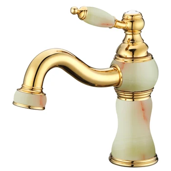 

GOLD PVD clour solid brass and stone Single handle bathroom basin sink faucet mixer tap