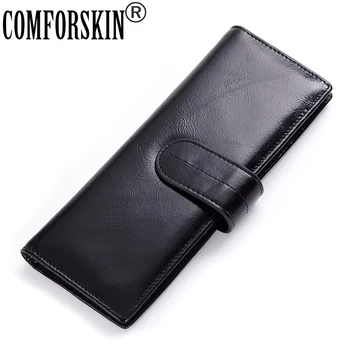 

COMFORSKIN Card Holders New Arrivals Premium Genuine Oil Wax Leather Magic Buckle 56 Pages Credit Card Holders With Coin Purses