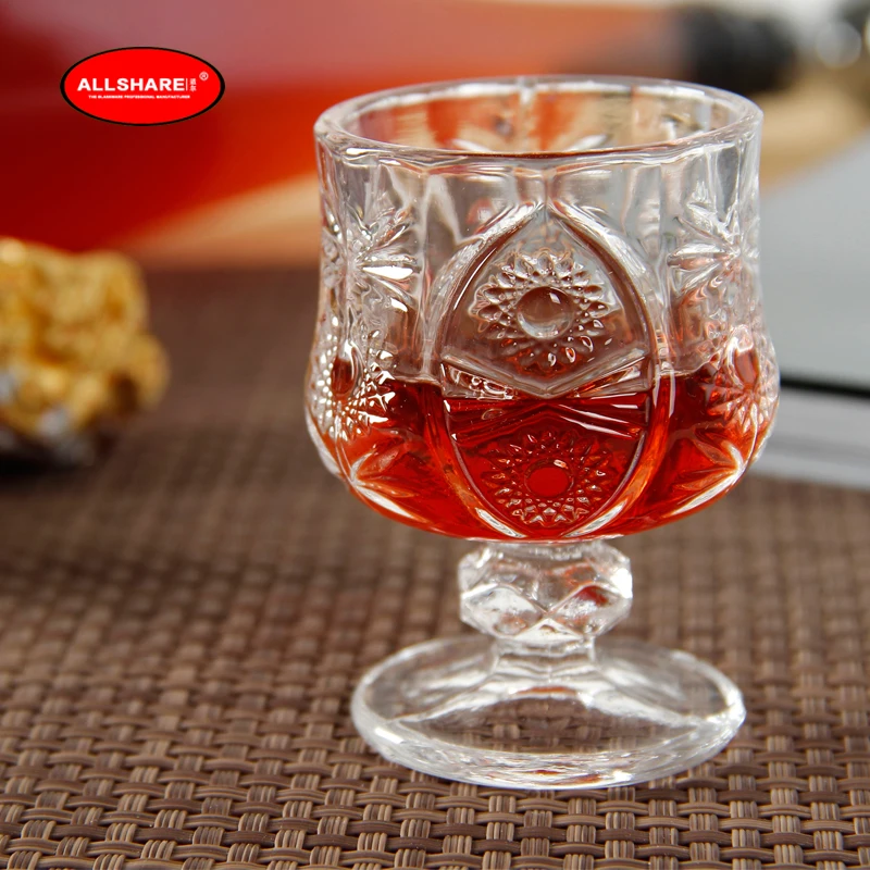 Free shipping classical  machine made engraving lead free glass shot glass whiskey glass brandy glass vodka glass set of 6pcs 