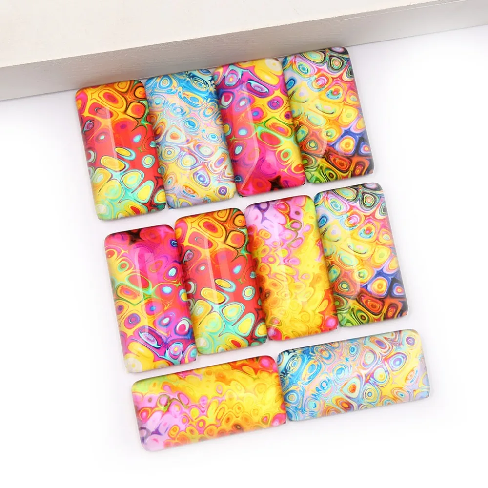 

shukaki 20pcs 10x25mm rectangle cabochon glass flat back jewelry findings for earrings pendants making