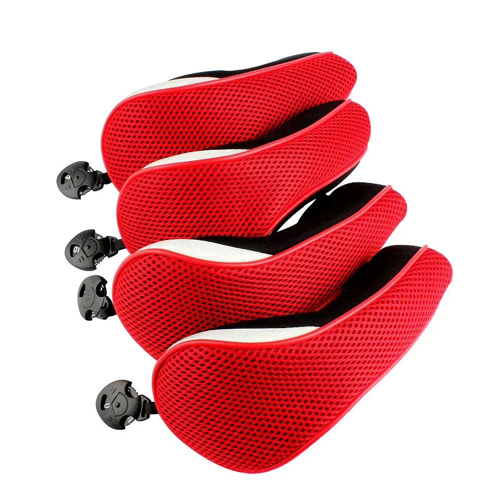 

4pcs Black&Red Golf Head Cover for Hybrid UT Headcovers Mesh Material Free Shipping