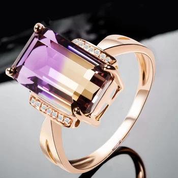 

New Fashion Adjustable Rose Gold Color Silver Natural CZ Ring Rare Gems In Colors Ladies Ring