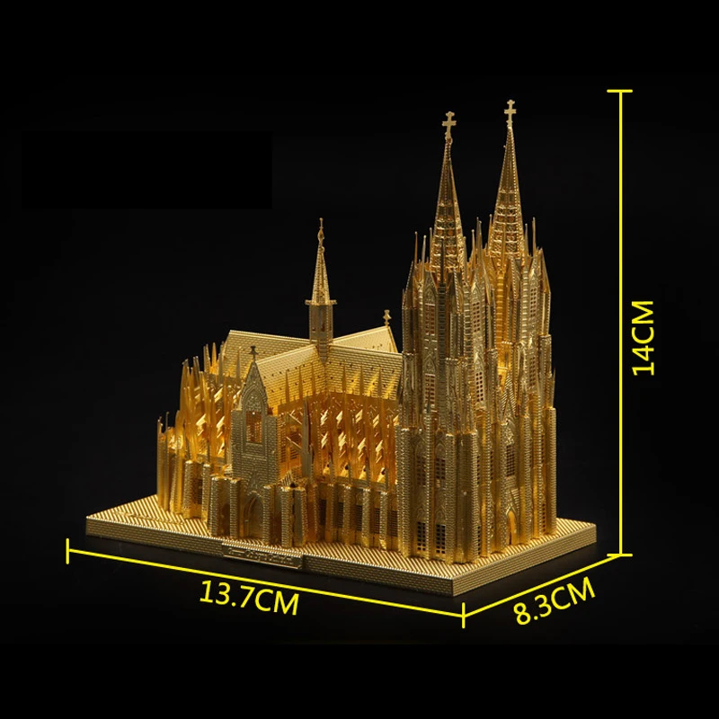 3D металлическая головоломка Кёльнский соборный здание модель DIY 3D лазерная резка головоломки игрушки настольные украшения подарок для проверки