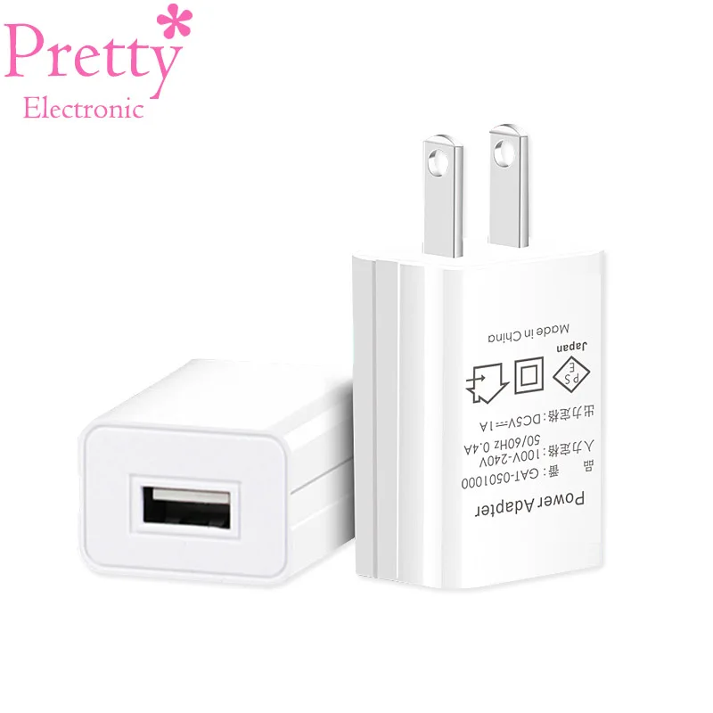 5V1A USB Charger Adapter Travel Wall Japan Standard Mobile Phone High Quality Electronic Plug Stable Charging White and Black