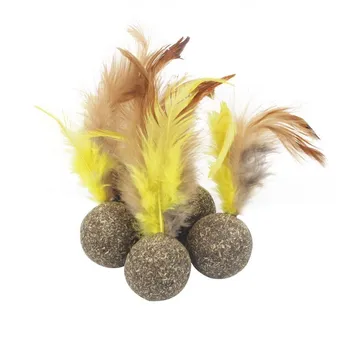 

1pc Catnip Cat Toys Feather Interactive Diameter 3cm Ball Toy For Cats Funny Playing Kitten Toy gato katten speelgoed jouet chat