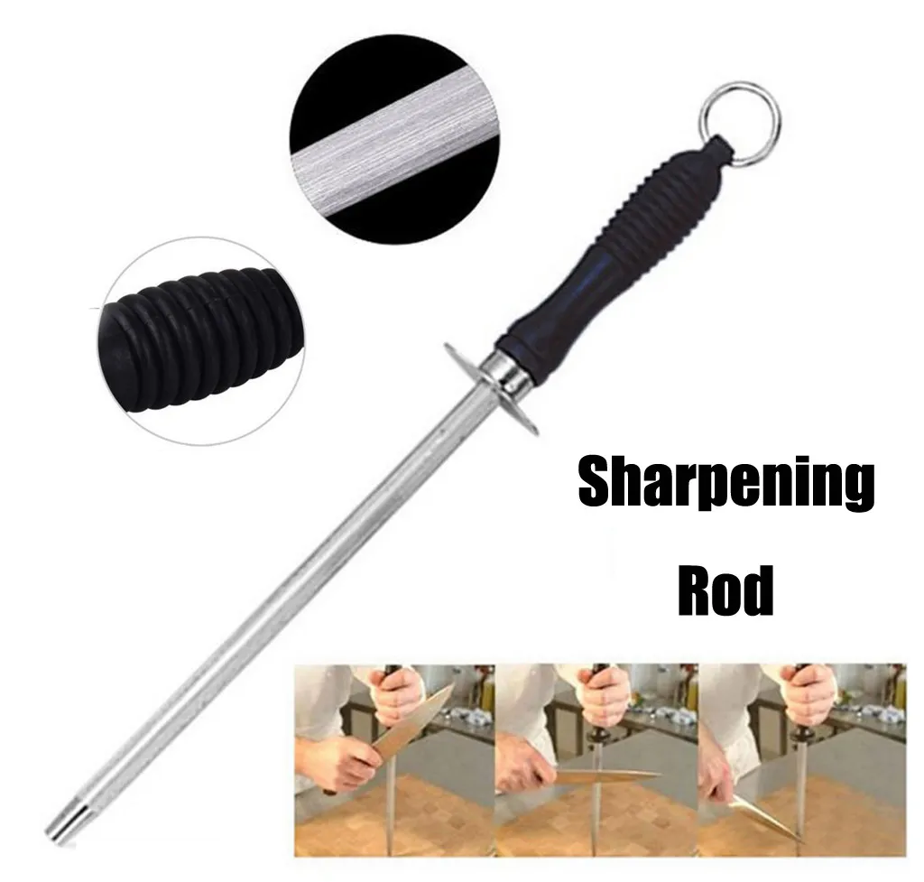 

Kitchen Tool Professional Sharpening Rod 10 inch Kitchen Knife Sharpener Steel with Silica Handle