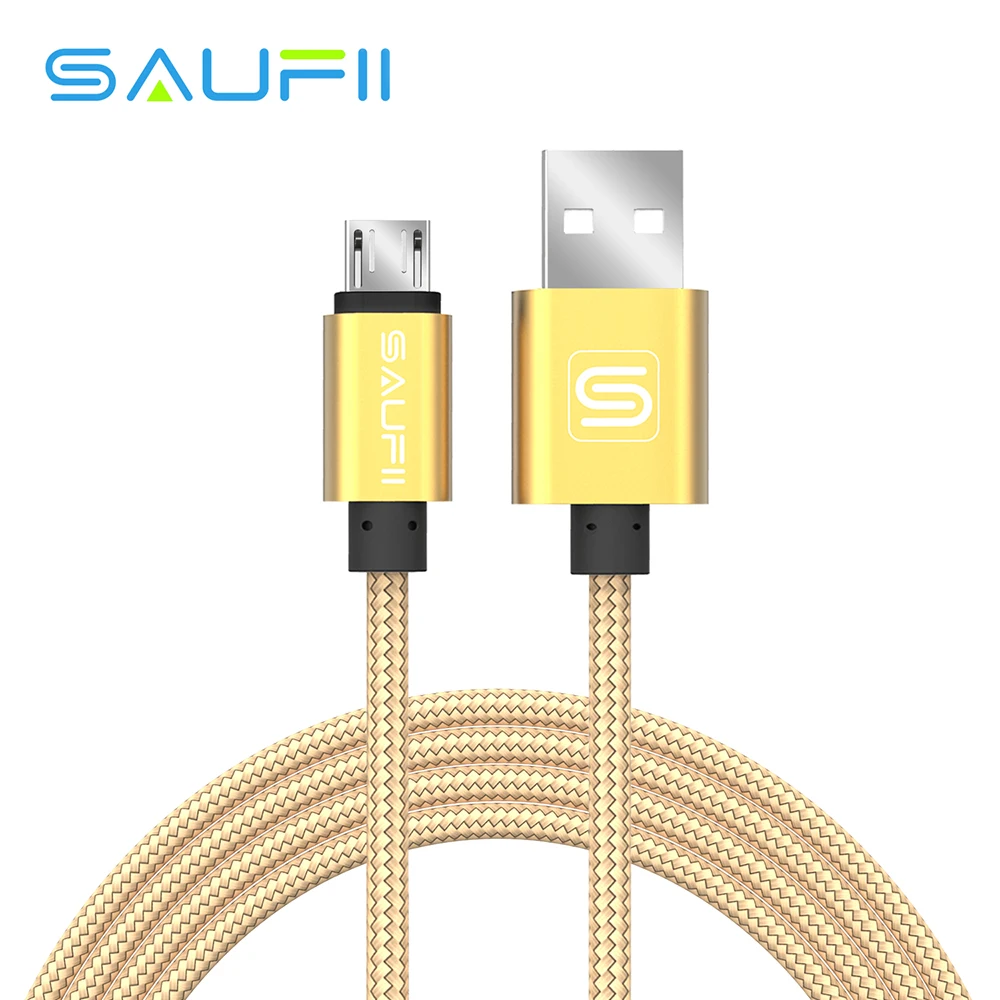 SAUFII Micro USB Cable Fast Charging Android Cable 2A 1m Short Wire Colorful Nylon Mobile Phone