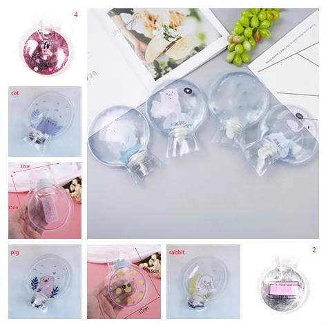 New Cartoon Hot Water Bottles Portable Round Hand Po Warm Water Bottle Cute Mini Hand Warmer Water Injection Storage Bag