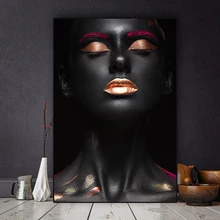 Nude African Woman Indian Posters and Prints Nordic Canvas Painting Black and Gold Scandinavian Wall Art Picture for Living Room