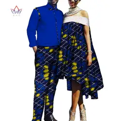 Осень 2018 г. любителей мужская одежда в африканском стиле два комплекта соответствующие для женщин Хлопковое платье с открытыми плечами