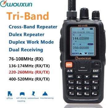 

Wouxun KG-UV8E Tri-Band 136-174/220-260/400-520MHz Duplex Cross Band Repeater 999 Channels Multi functional DTMF Walkie Talkie