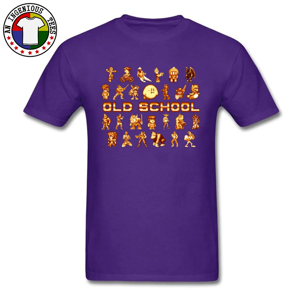 DesignGroup Short Sleeve Tops Shirts Summer/Autumn Dominant O-Neck Pure Cotton T Shirts Men T-shirts Golden Age of Gaming 18021  Golden Age of Gaming 18021 purple