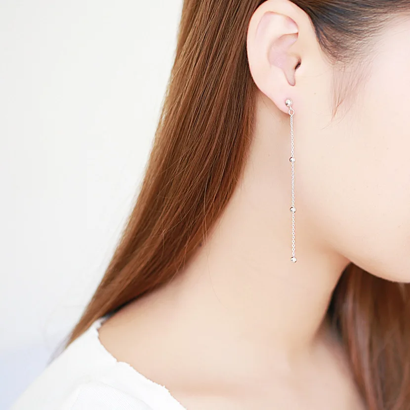Женские длинные серьги гвоздики из серебра 100% пробы|hypoallergenic stud earrings|fashion earringsstud