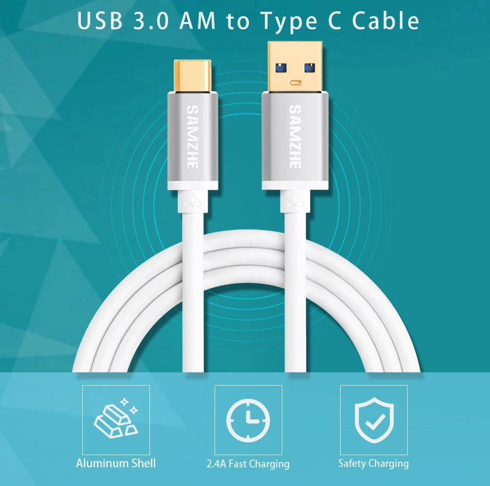 SAMZHE USB3.0 кабель для мобильного телефона type C 2.4A кабель для быстрой зарядки для Xiaomi mi 4C mi 5 4S OnePlus 2 Nexus 5 5X6 P MEIZU