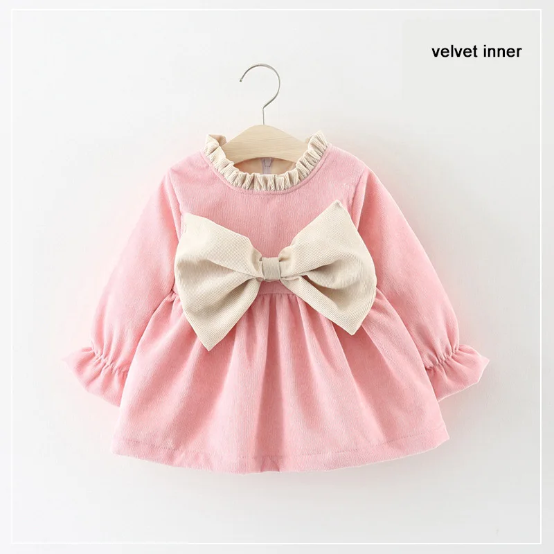 Kids Dresses For Girls 2018 Winter New Thick Velvet Inner Girls