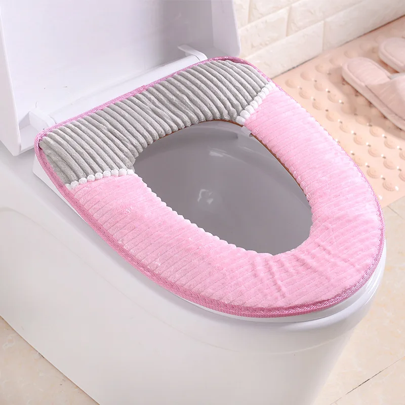 

1pcs Toilet Pads Velvet Coral Bathroom Toilet Seat Cover Washable Closestool Standard Pumpkin Pattern Soft Cushion Toilet Cover