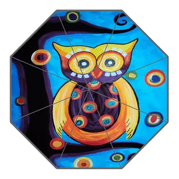 

Custom Owl Painting Umbrellas Polyester Fabric High Quality Sunny And Rainy Umbrella Non-Automatic Umbrella For Adults