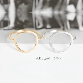 SMJEL Silver Simple Brushed Karma Circle Rings for Women Trendy Round Party Wedding Band Jewelry Durable Rings Bijoux R027