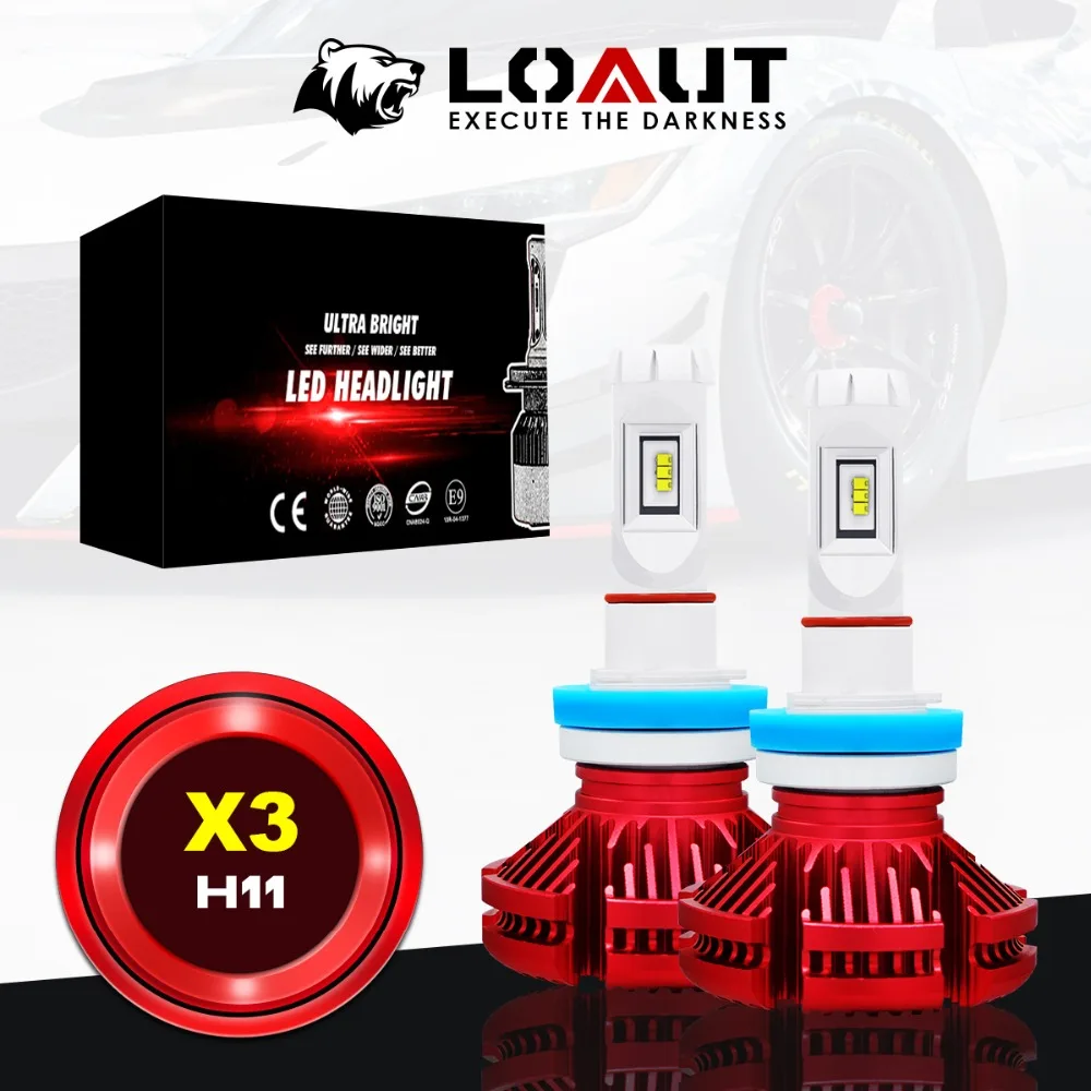 

LOAUT 24V 12V High Quality H8 H9 H11 LED Car Headlight 1 Years Warranty X3 Universal Automobile CSP Front Bulbs Car Styling