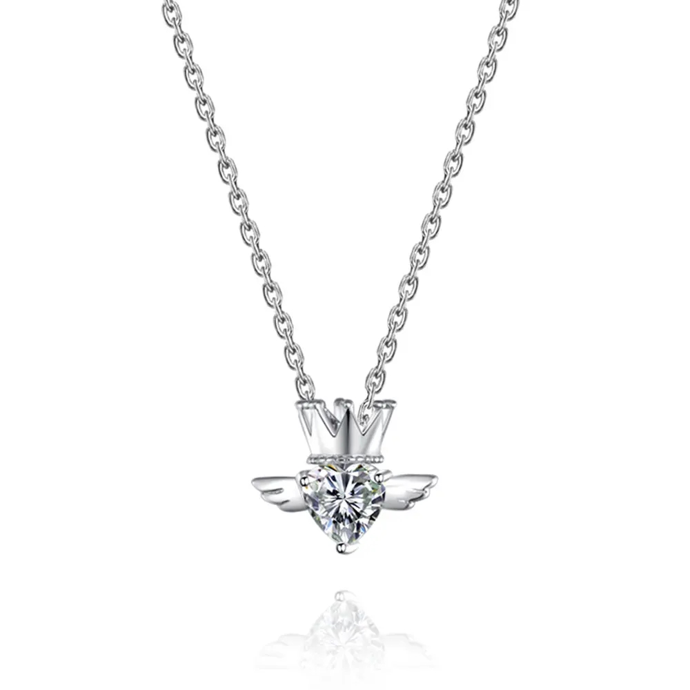 

VOJEFEN Fine Jewelry Women Gifts for Women 925 Sterling Silver and Zircon Pendant Necklace Angel Wing Pendant Necklace