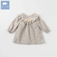 DBZ8406 dave bella/осеннее модное платье в клетку для маленьких девочек детское платье для дня рождения детское шерстяное платье для малышей