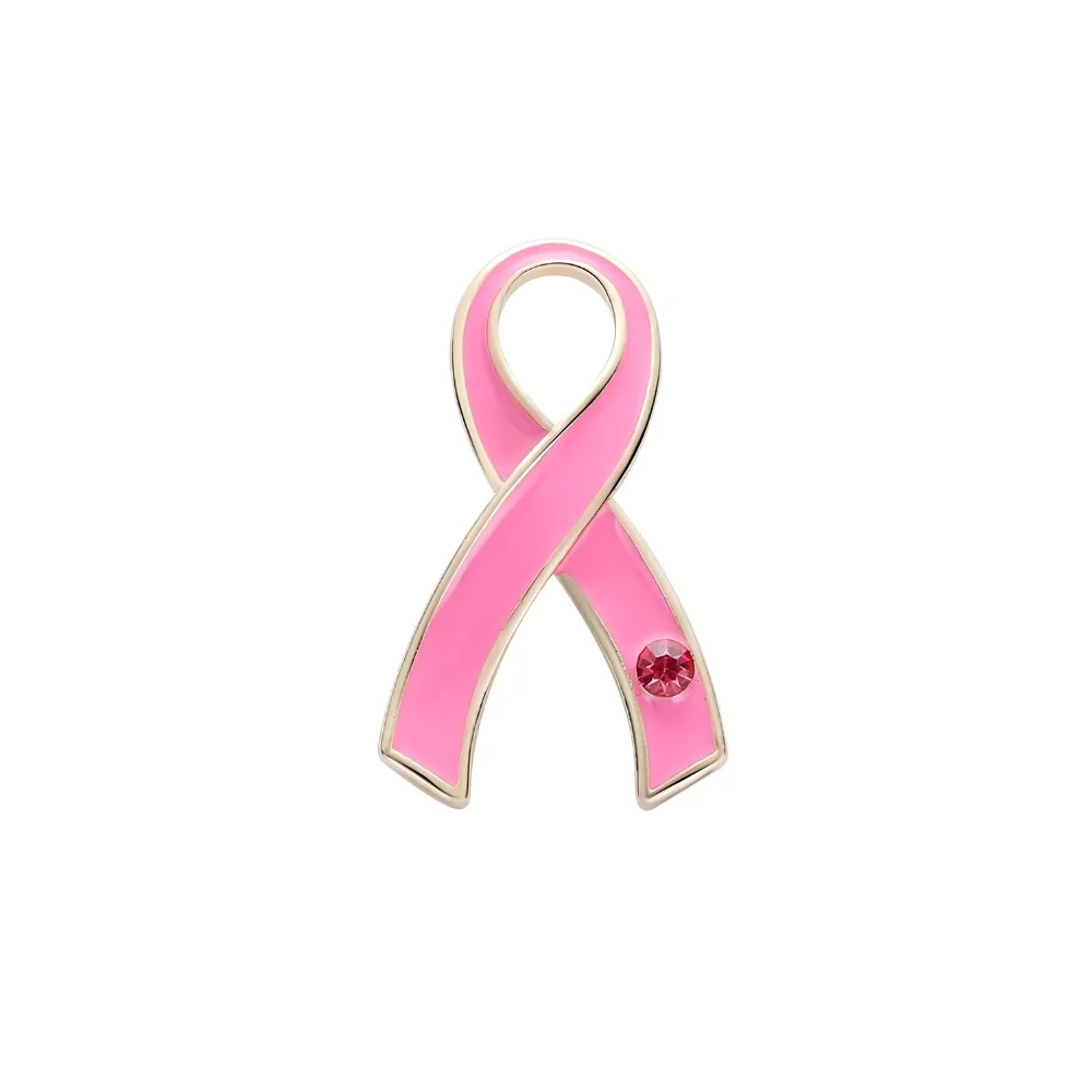 Breast Cancer Awareness Pink Ribbon Pin Hat Tie Tack Enamel Brooch for Women/Doctor Oncologist Gift Crystals Jewelry Wholesale | Украшения