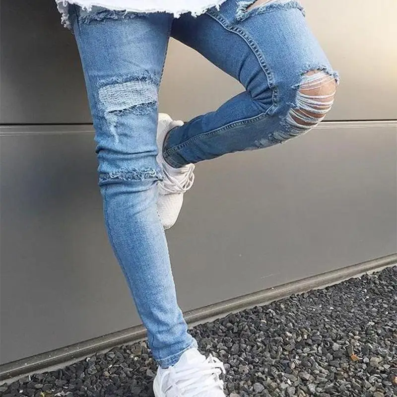 Men's 3 Styles Unique Design Ripped Jeans for Men Frayed Hole Denim Pants Male Street Style Casual Trousers Homme jeans for men