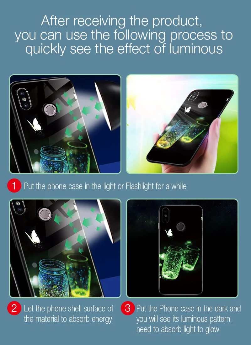 Luminous Glass Phone Case For Xiaomi Redmi Note 5 6 Pro 4X 6A Luxury Back Cover Case For Xiaomi Redmi 5 Plus Mi A1 A2 Lite