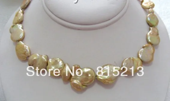 

ddh00925 20mm champagne SOUTH Reborn keshi pearls necklace
