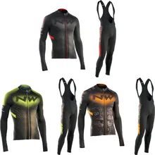 2018 Winter Long Sleeve Cycling Jersey Bib Pants Set Bicycle Cycling Clothing Thermal Fleece MTB Bike Clothes