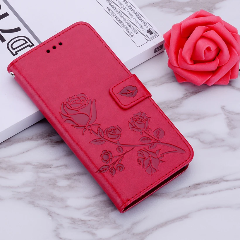 

Rose Wallet Flip Leather Case For Homtom S17 Fundas Luxury Embossed Wallet Leather Cover Case Book Case,Strap
