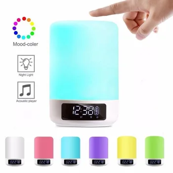 

Night Light Bluetooth Speaker Touch Sensor RGB Dimmable Warm White Alarm Clock USB AUX MP3 Player for Kids Party Sleep As gift