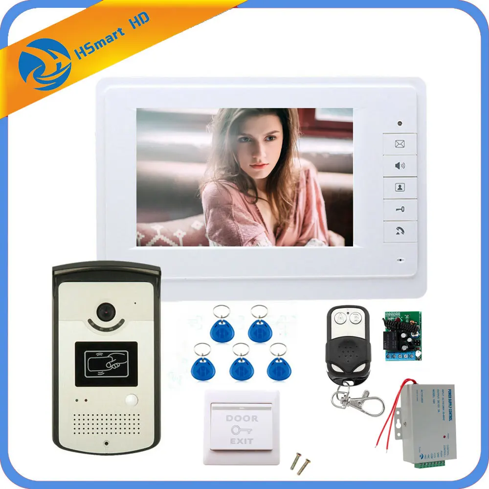 

7inch video door phone intercom system + ID Inductive Card Camera + Power Supply+ Door Exit