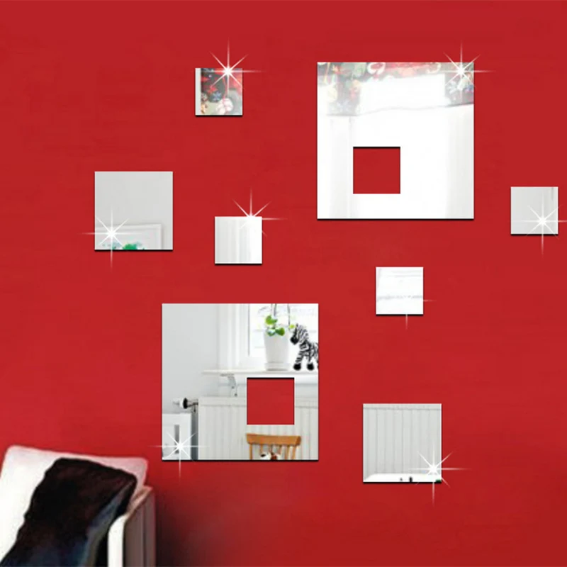 

Geometry Shape Bathroom Stickers Kids Rooms Decoration Mirror Wall Stickers Wall Decals For Children's Rooms 3D Sticker