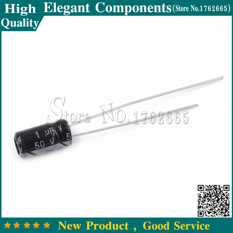

50PCS 50V 1UF 1UF 50V Electrolytic capacitor Size 4*7MM 50 V / 1 UF Aluminium electrolytic capacitor