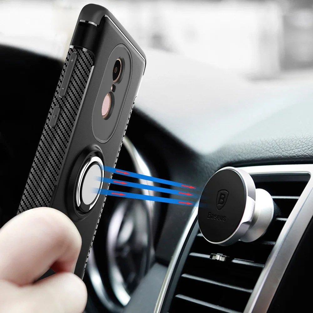 Case For Xiaomi Redmi Note 4x Case Hard PC+Soft Silicone For Redmi Note 4x Case Magnetic Ring armor For Redmi Note 4 x Cover