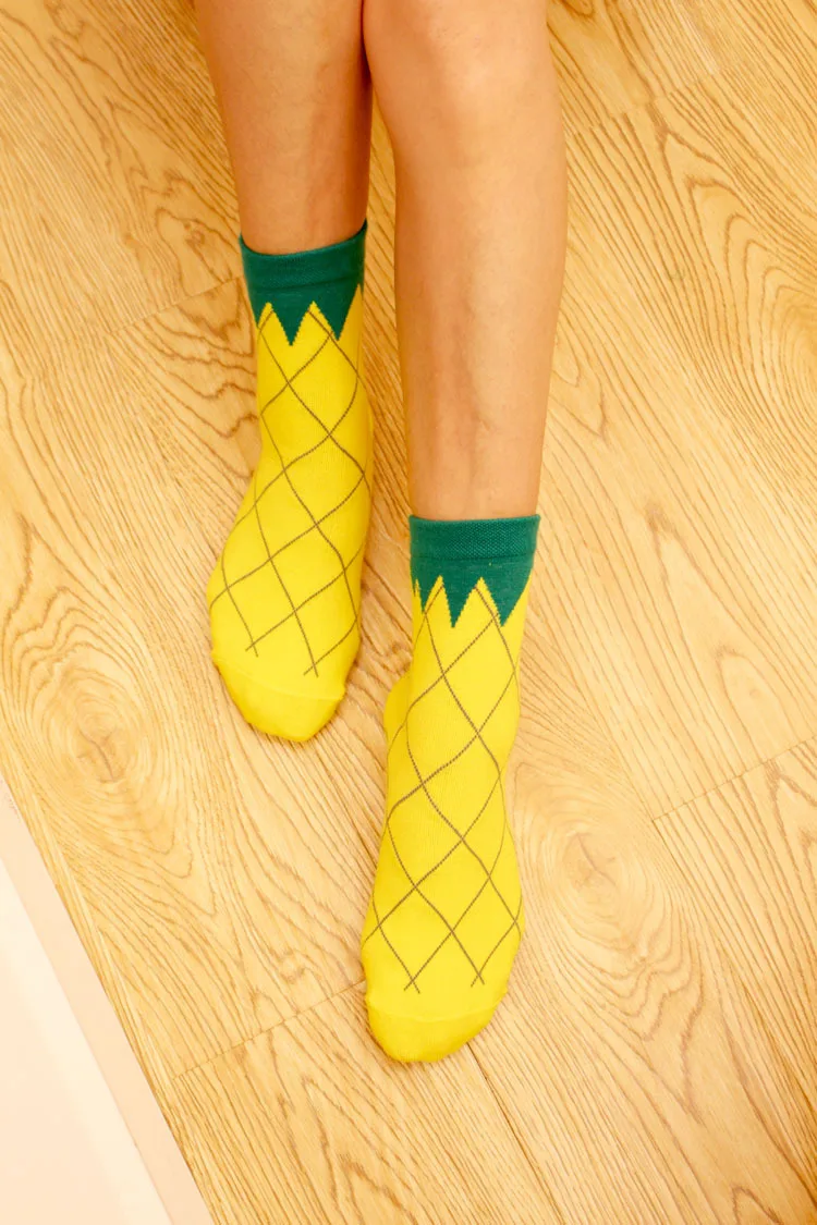 1 пара Ms. Socks Chaussette/теплые зимние Рождественские Носки с рисунком лимона и ананаса