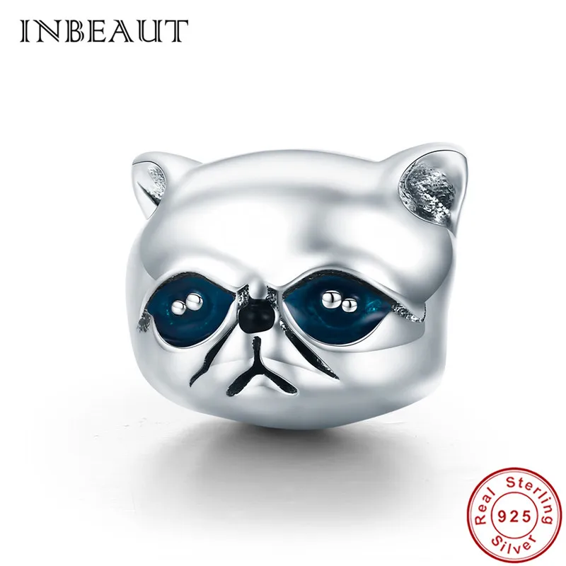 

INBEAUT Women Cat Beads Bracelet 925 Sterling Silver Lovely Lazy European Kitten Animal Charm s925 DIY Jewelry Making for Lady