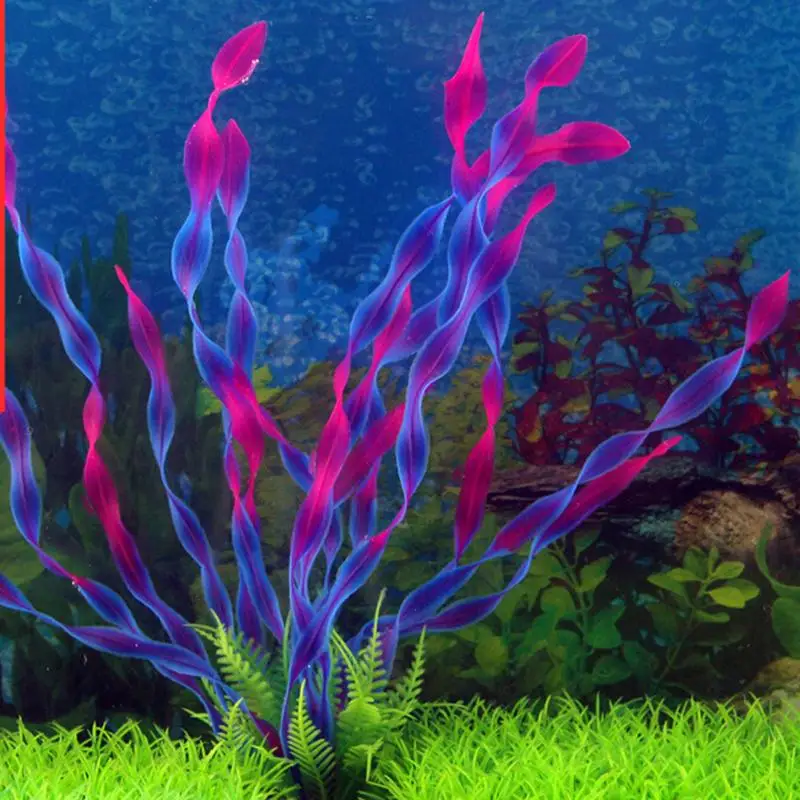 Eco-friendly Artificial Leaf Plant Fake Water Grass for Aquarium Fish Tank 