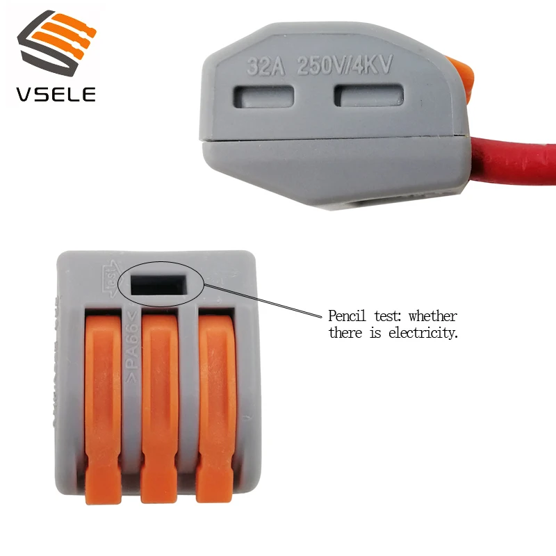 45 шт./лот VSE 413A провода разъемы для тонких и твердых проводов 3p Тип штекера