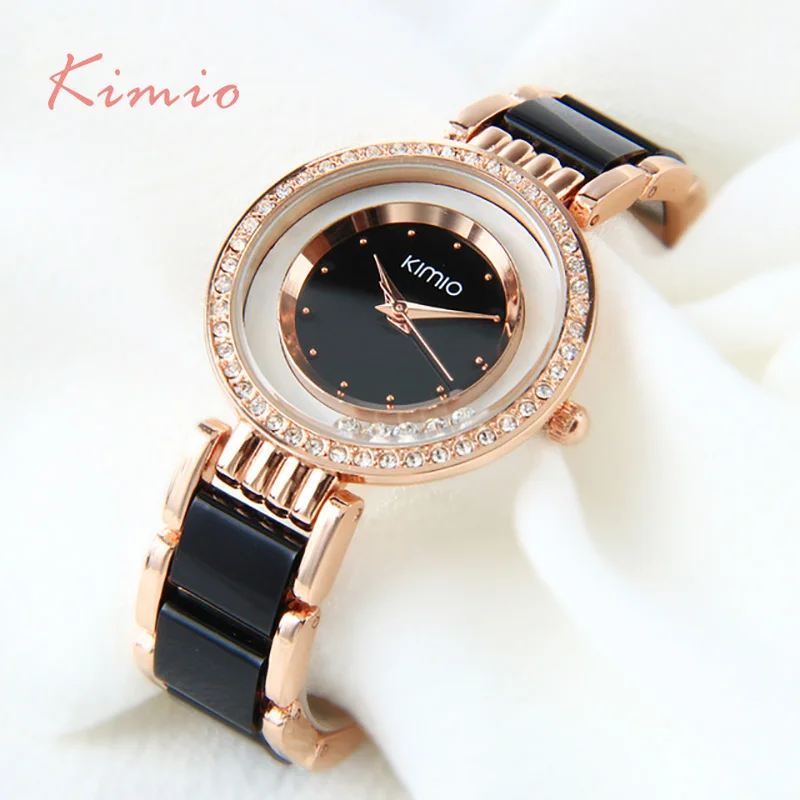 Kimio ultra font b slim b font Top Brand Woman watches Fashion Ladies Crystal Clock Black