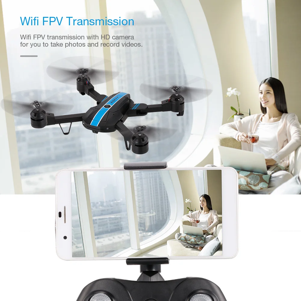 

FQ777 FQ24 6-Axis Gyro WIFI FPV RC Drone with Camera 2.0MP Quadcopter Foldable G-sensor RC Selfie Drone Extra Battery RTF