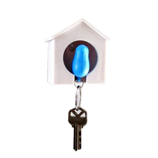 

Birdhouse Key Ring - White House with Blue Bird and Grey House With Yellow Bird (random Color)