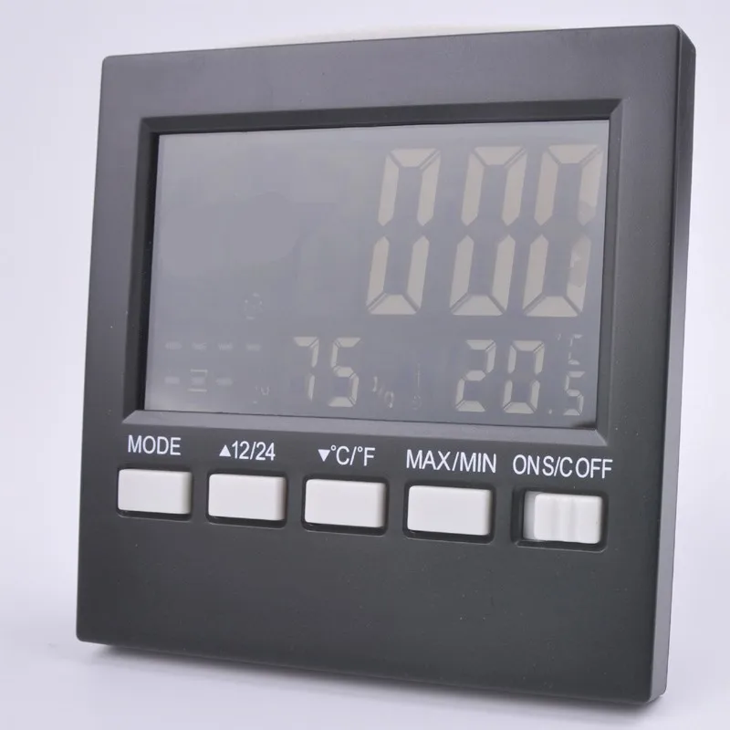 Hygrometer Digital Thermometer Meteorological with Alarm Clock Blackin
