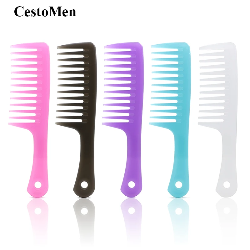 

CestoMen Women Hairdressing Styling Hair Curling Comb Wide Tooth Anti-static Plastic Long Curly Hair Comb For Detangling