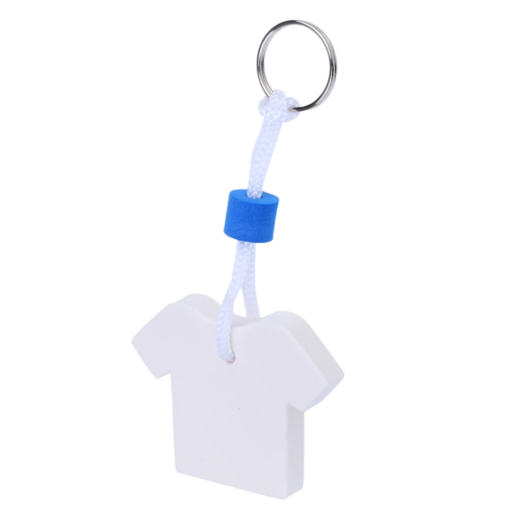 Marine Outboard Swimming Beach Floating Key Ring Key Float Sailing Kayak Fishing Accessories- White T Shirt